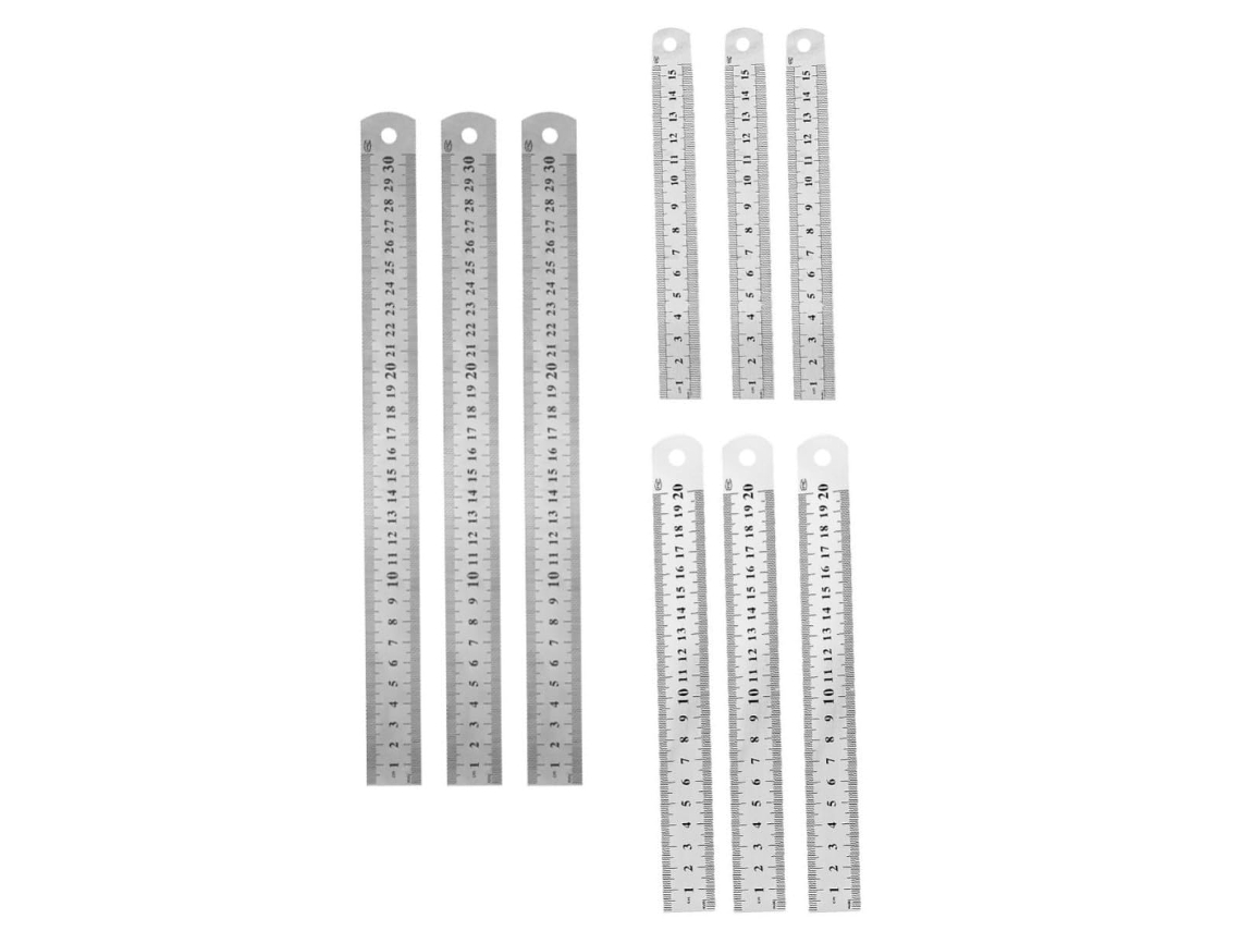 Conjunto De 9 Réguas Metal 30 Cm Para Medições Precisas Em Escritórios