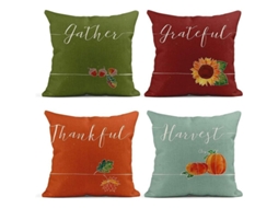Rebe 4 Capas de Travesseiro de Linho 45x45cm Decoração de Casa Outono para Sofá Cama Couch Carro