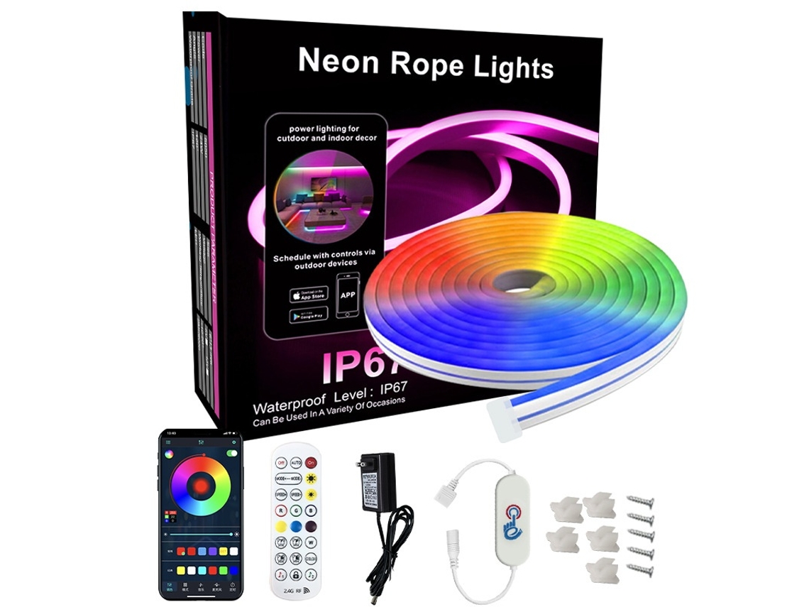 Luz Néon Led Decorativa Para Parede E Quarto, Rosa, 5 M Elysve