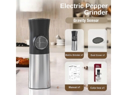 Moedor Elétrico De Sal E Pimenta De 18 Cm Com Design De Gravidade, Moedor De Cerâmica E Luz Led. VONKELIOS