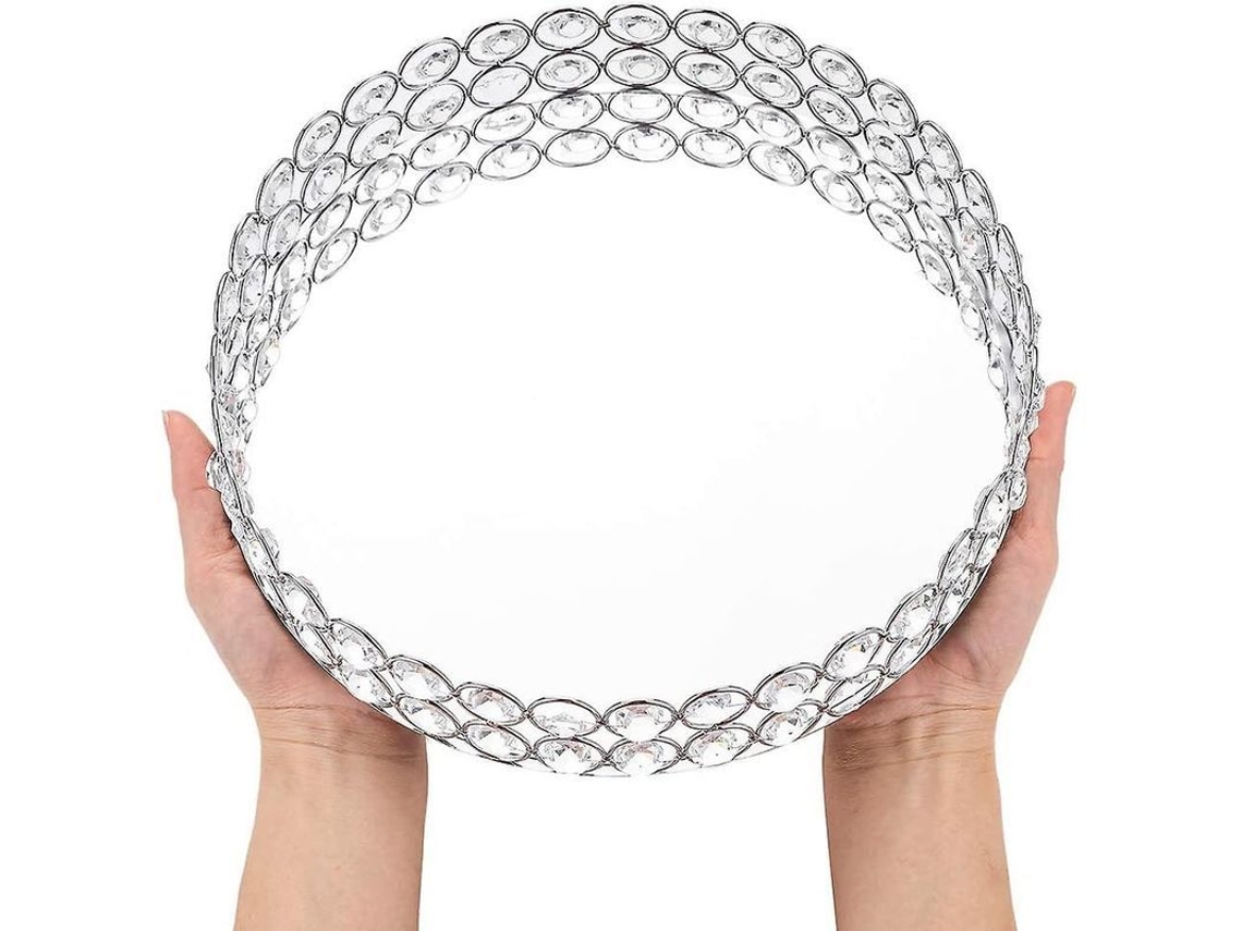 Bandeja De Prata Para Móvel, Bandeja Decorativa Com Diâmetro De 25 Cm, Multiusos
