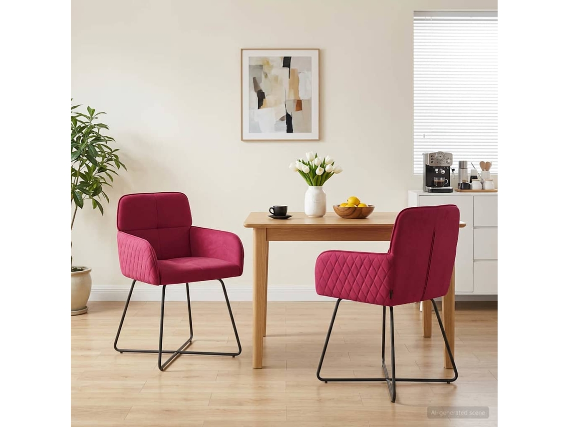 Vidaxl Cadeiras De Jantar 2 Pcs Veludo Vinho Vermelho