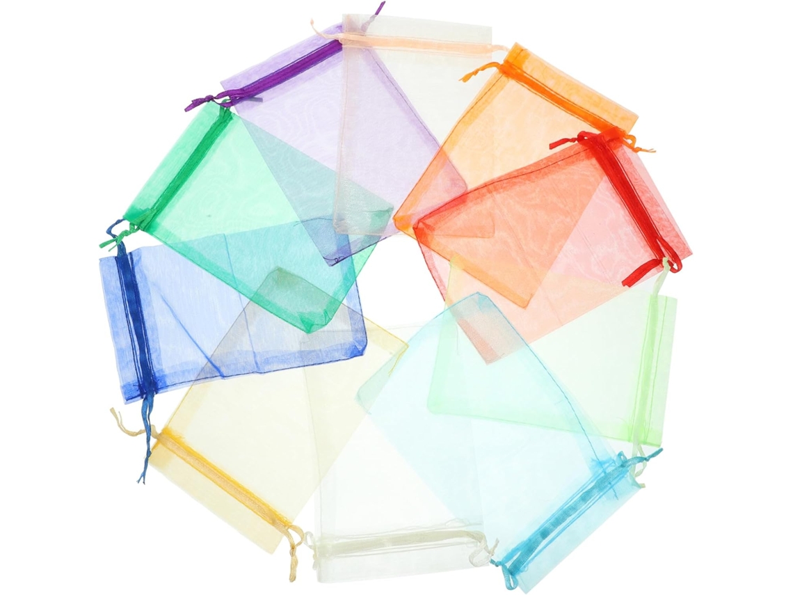 100 Sacolas De Organza Reutilizáveis Com Cordão