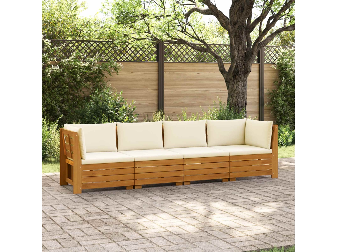 Vidaxl Conjunto De Sofás Para Exterior Com Almofada 4 Peça Castanho