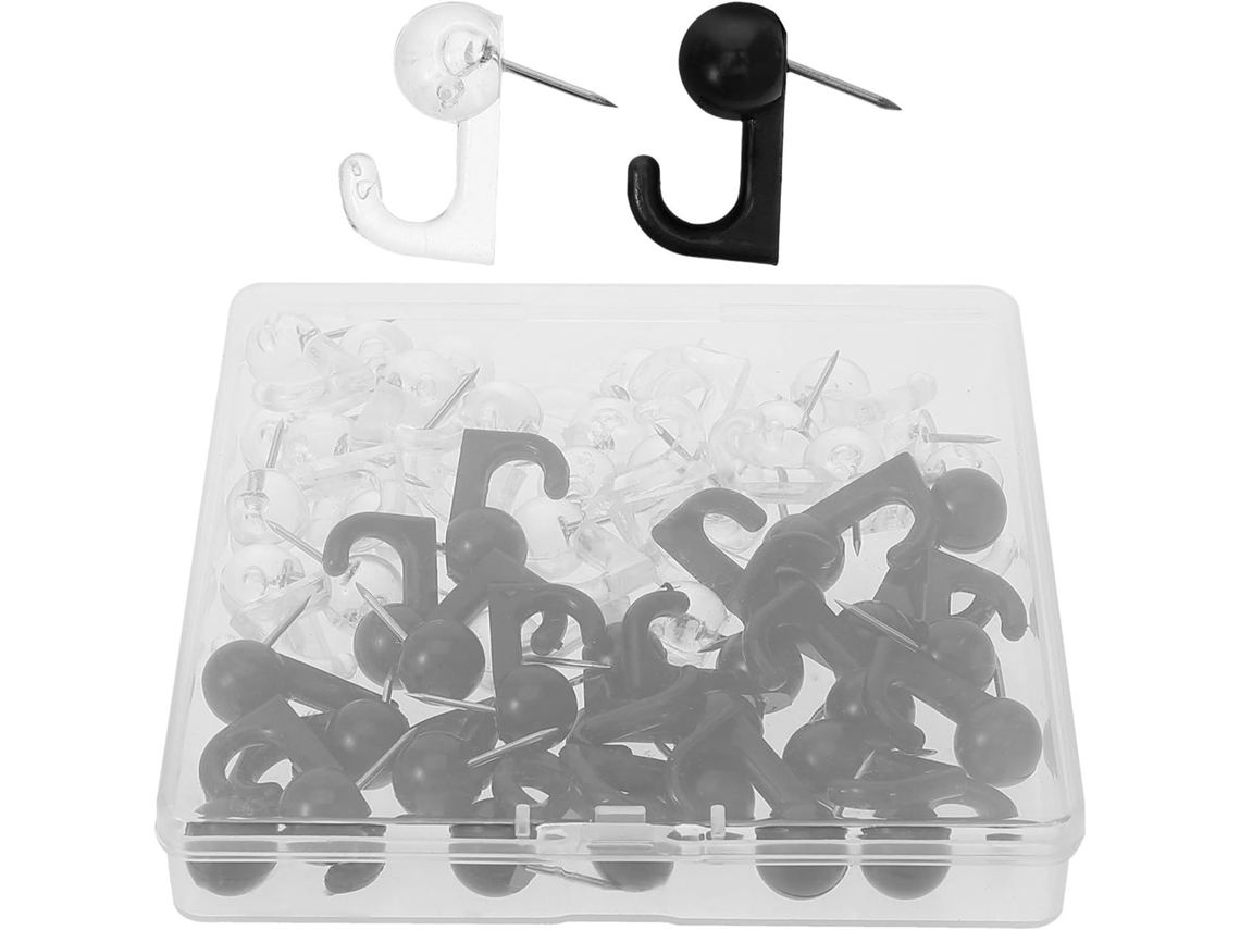 Conjunto Besportble de 50 Tachinhas Decorativas com Gancho para Quadros de Avisos, Tachinhas de Plástico Transparente E
