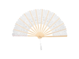 Leque de Papel Branco Floral Vintage Estilo Chinês para Casamento