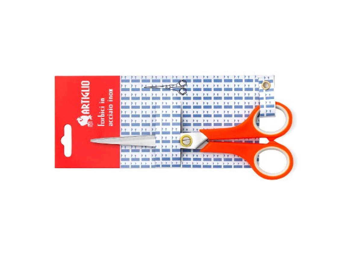Tesoura de mesa e artesanato ARTIGLIO 4366T universal corte reto laranja aço inoxidável branco