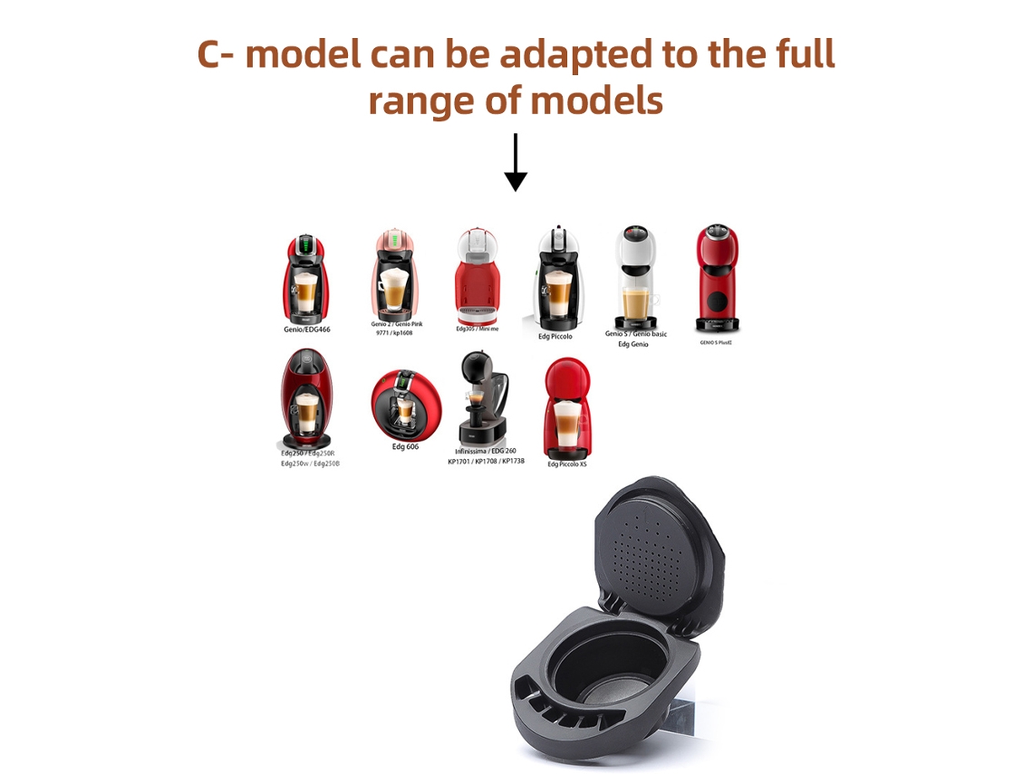Adaptador Reutilizável para Cápsulas de Café compatível com Dolce Gusto, com Colher e Escova de Limpeza