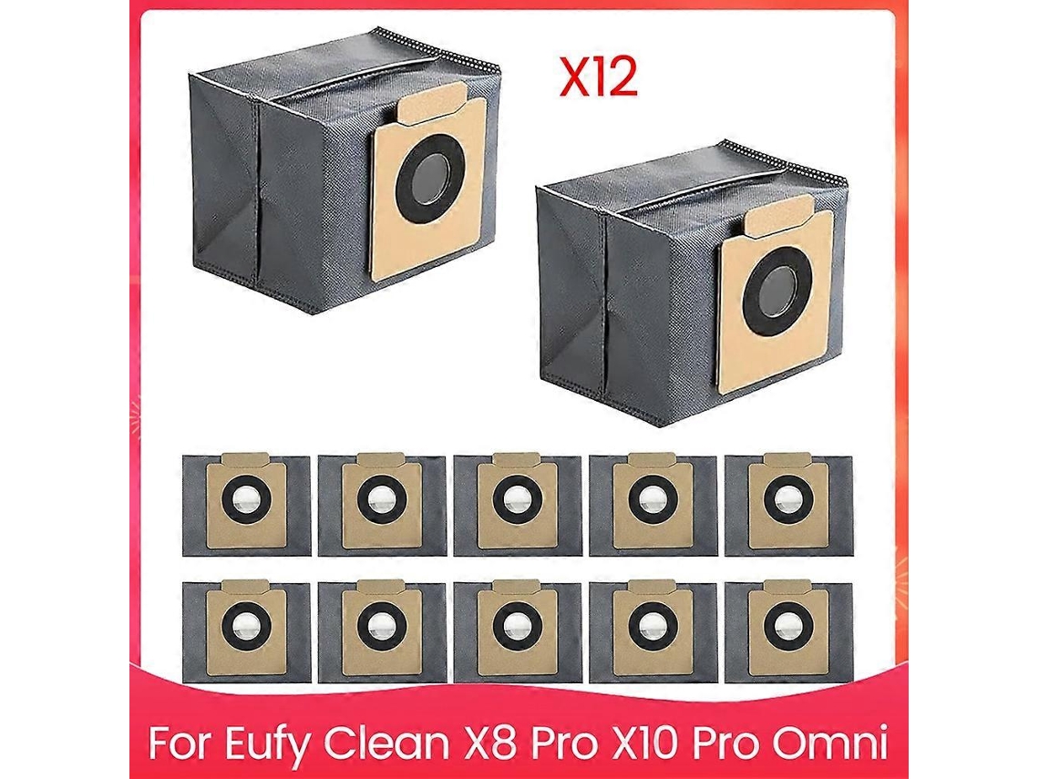 Pacote Com 12 Sacos De Pó Reposição Para Aspirador Robô Eufy Clean X8 Pro X10 Omni. Tuotuo