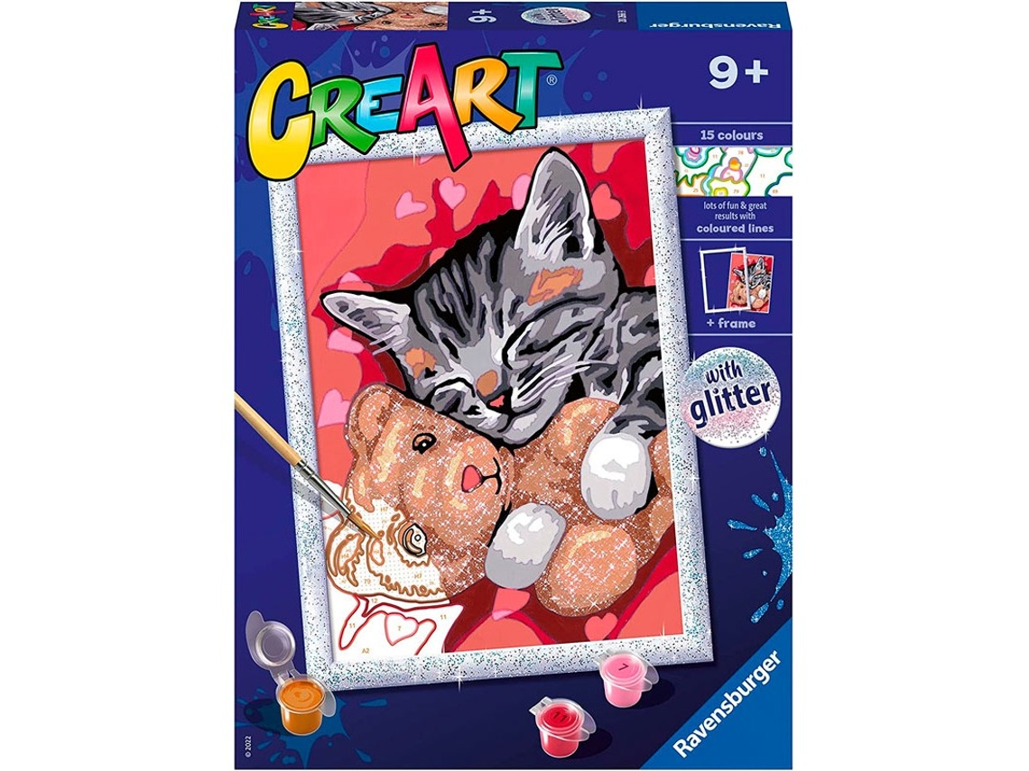 Jogo Criativo RAVENSBURGER Creart Serie D clássico gatinho e seu urso  (Idade Mínima Recomendada: 9 anos)