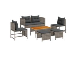 Conjunto 6 Móveis De Jardim Vidaxl Cinzento Vime Pe (84 X 45 X 35 Cm)