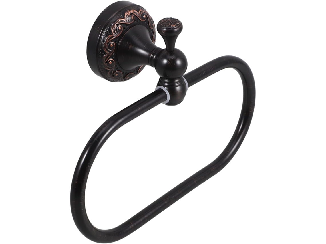 Suporte De Toalha De Parede Em Argola Com Detalhes Em Cobre Preto, Estilo Retrô.