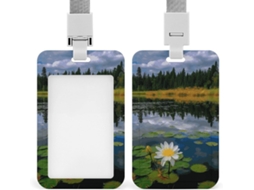 Porta Crachá Com Estampa De Flores E Lago, Protetor Vertical Com Cordão, Capa Plástica Impermeável, Estojo Crachá