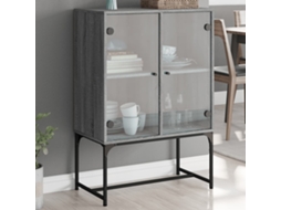 Vidaxl Armário De Apoio C/ Portas De Vidro 69x37x100 Cm Cinza Sonoma
