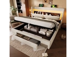 Cama Estofada 90x200 cm com Espaço de Armazenamento Hidráulico ZKAKA