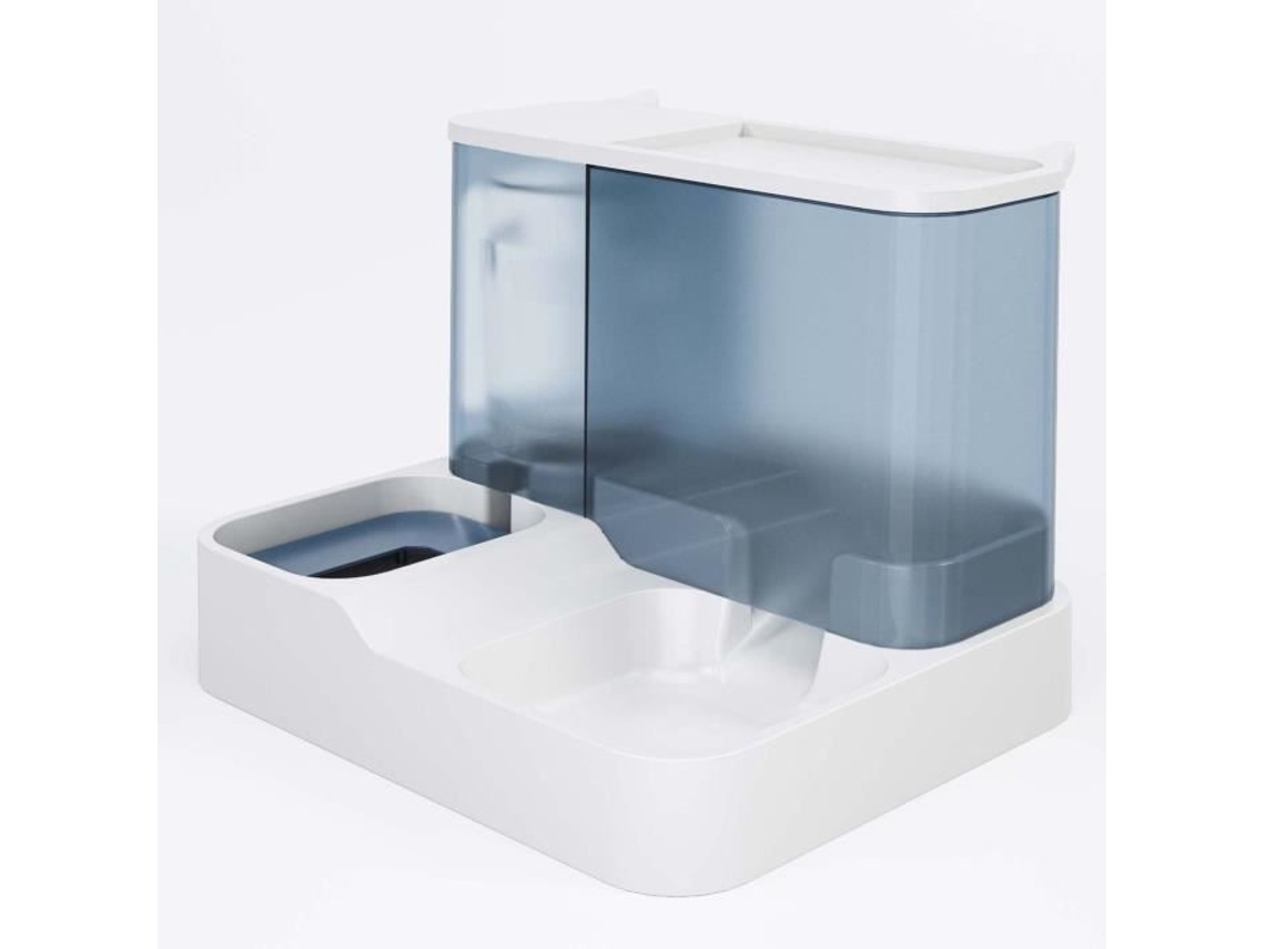 Conjunto 2 Em 1 De Comedouro E Bebedouro, Duplo Compartimento, Acabamento Azul, Para Refeições E Hidratação Diária
