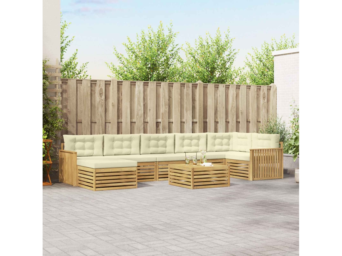 Vidaxl Conjunto De Sofás Para Exterior 8 Unid. Branco E Creme