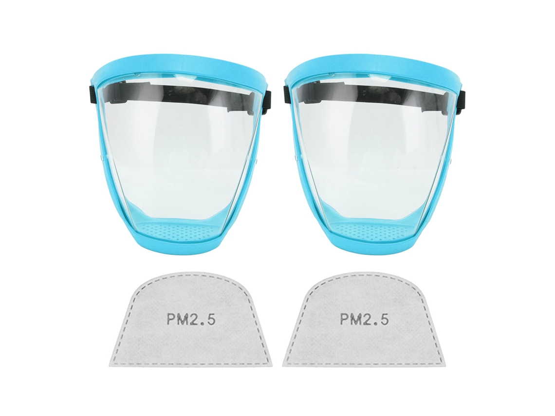 2 Peças De Capa Facial Protetora Transparente Reutilizável Com Cinta Elástica E Almofadas De Algodão Filtro Azul Lago Infantil