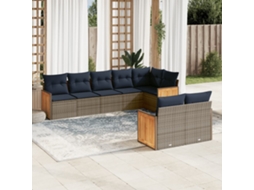 Vidaxl Conjunto De Sofá De Jardim Com 8 Peças E Almofadas Em Rattan Sintético Cinza