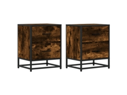 Conjunto de 2 Mesas Cabeceira De Madeira Carvalho Fumado MAISON EXCLUSIVE (40x31x50 cm)