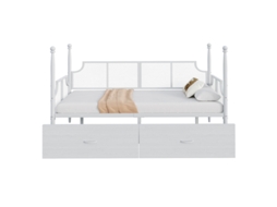 Sofá Cama Ferro 90x200 Branco Vintage Rede Apoio Estruct. Metálica Com Armaz. Ziwei Store