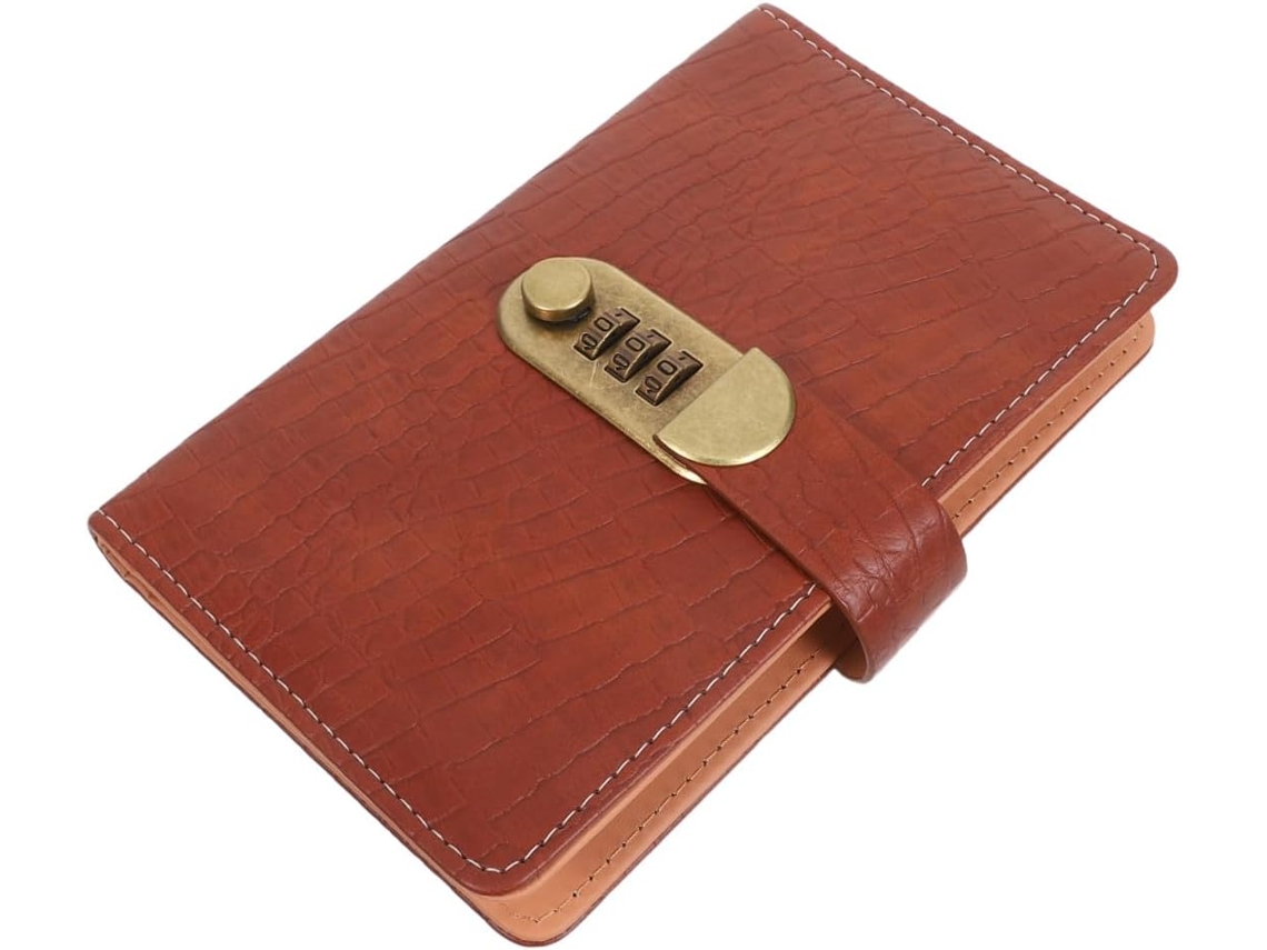 Caderno de Poupança Healeved com Fecho, 17,8 X 11 Cm, em Couro Pu Marrom Escuro, Pasta Orçamento Segura 100 En