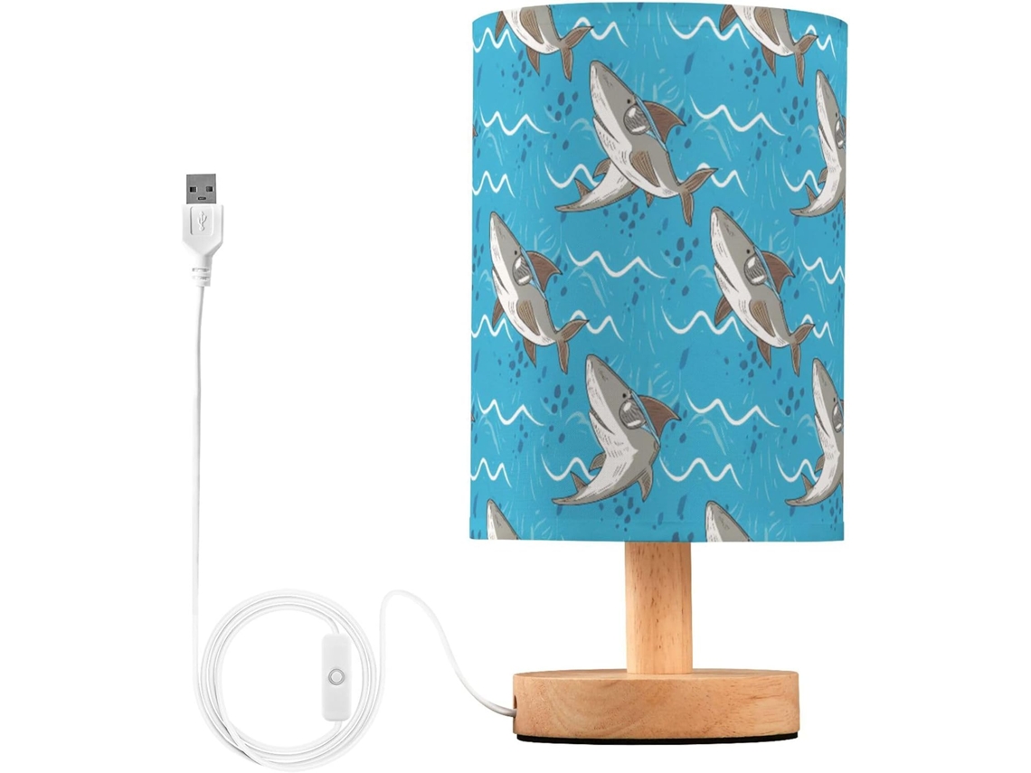 Abajur De Cabeceira Com Desenho Tubarão, Porta Usb, Sem Necessidade De Lâmpada, Luz Led Quente Para Quarto, Sala De