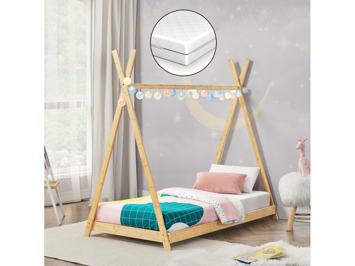 Cama Infantil Colchão Máx 200 Kg [EN.CASA] Vimpeli (168 x 87 x 150 cm - Bambu - Castanho)