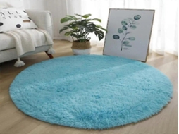 Lurelia Tapete Exterior Redondo Tecido Antiderrapante Lavável Macio Fofo Branco R362