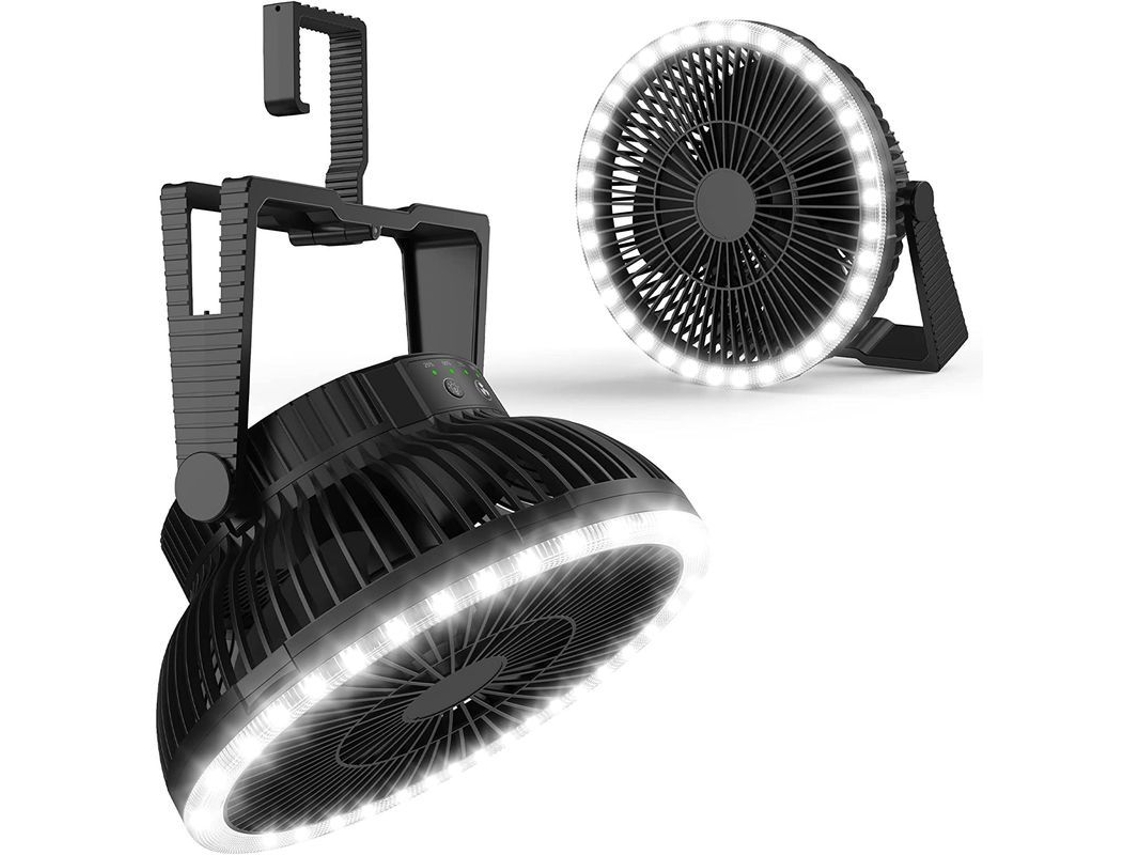 Nova Line ventilador de Camping com Lanterna Led, Recarregável, Portátil com Gancho, Potente e Silencioso