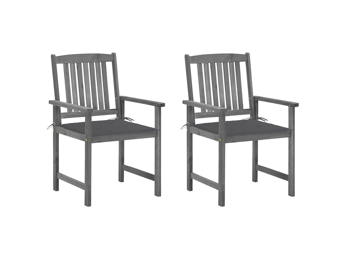 Vidaxl Cadeiras De Jardim Com Almofadões 2 Pcs Acácia Maciça Cinza