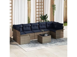 Vidaxl Conjunto De Sofá De Jardim 8 Unid. Cinza E Azul Marinho Vime Pe