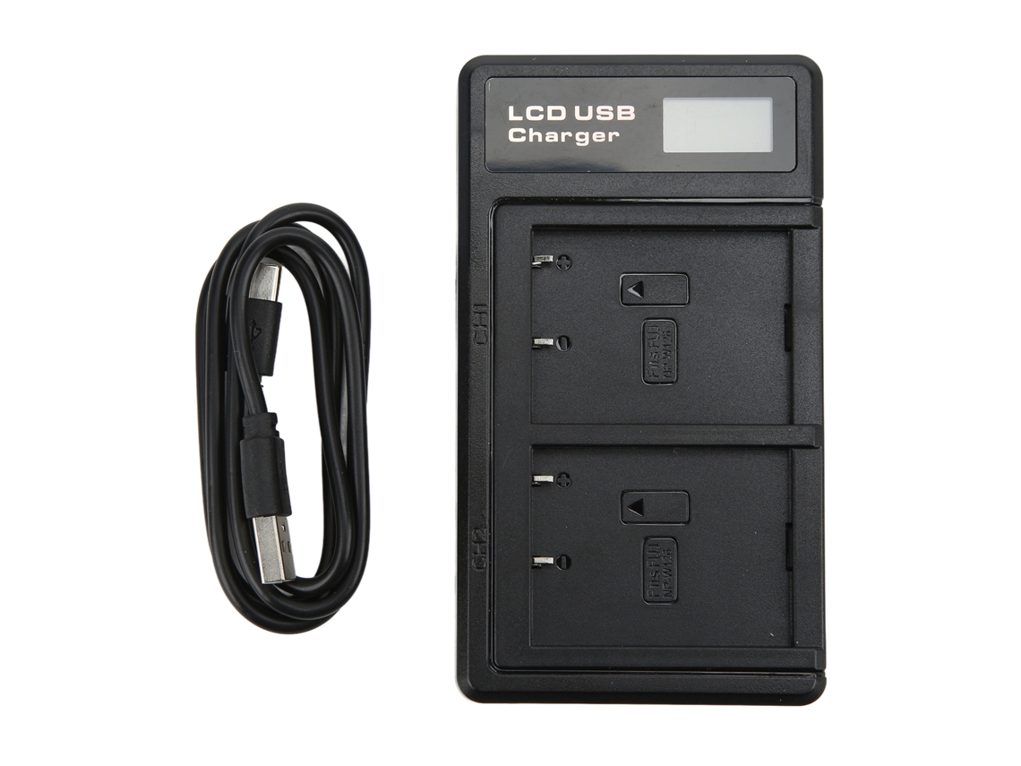 Carregador Usb Duplo Com Tela Lcd Para Bateria Fuji Np-w126 Câmera
