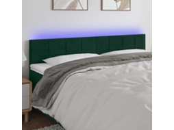 Vidaxl Cabeceira De Cama C/luzes Led Veludo 180x5x78/88cm Verde-escuro
