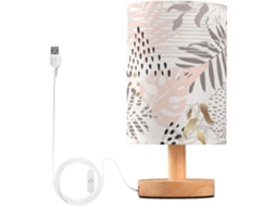 Luminária De Leitura Tropical Em Formato Folha, Com Plugue Para Mesa, Plantas Tropicais E Detalhes Dourados