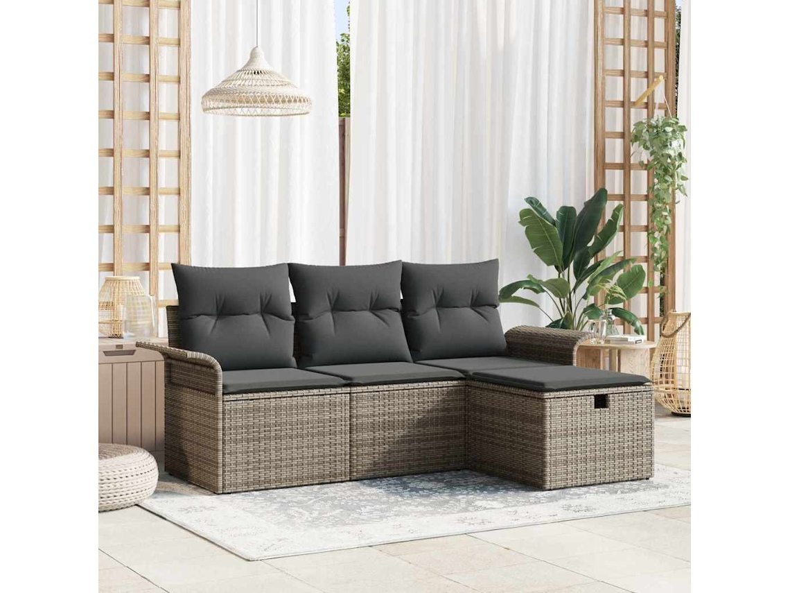 Vidaxl Conjunto De Sofá De Jardim 4 Unid. Rattan Sintético