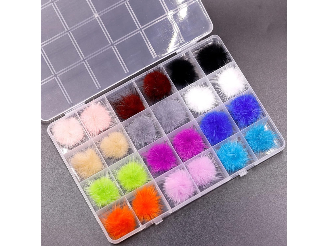 Pompons de pelúcia 3D SFUSHOS para decoração de unhas, bola de cabelo, ímã removível