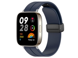 Bracelete para Redmi Watch 3 Silicone Cabeça Chata Fivela Preta Azul Meia noite XIAOMOYU