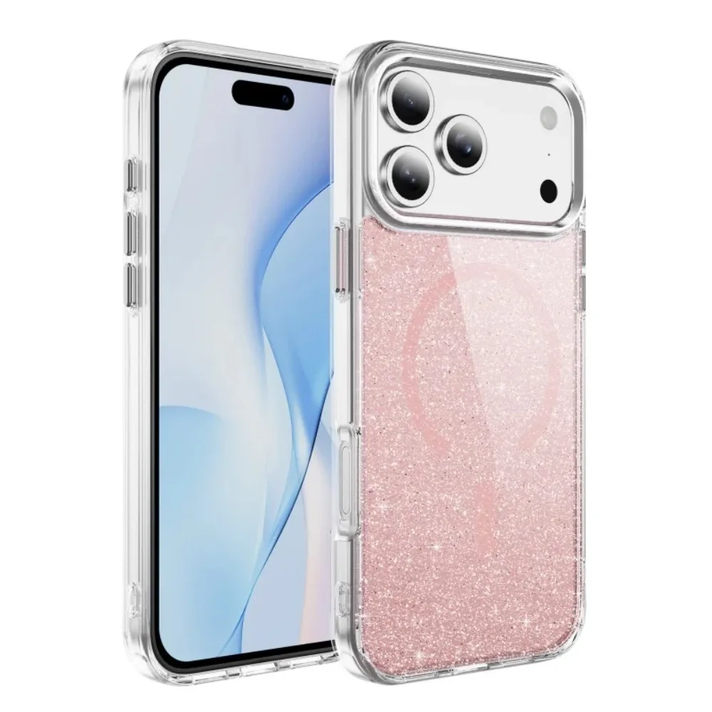(rosa, Iphone 15) Capa Protetora Magsafe Transparente E Brilhante, Resistente Ao Amarelamento, Com Carregamento Magnético.