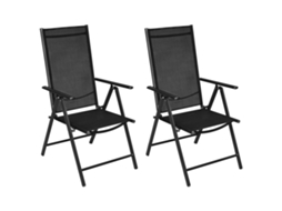 Cadeiras De Jardim Dobráveis 2 Pcs Alumínio E Textilene Preto Dkd Home Decor