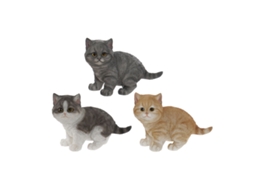 Figura Decorativa Home Esprit Branco Cinzento Laranja Gatinho 20,5 X 10 X 15 Cm (3 Unidades)