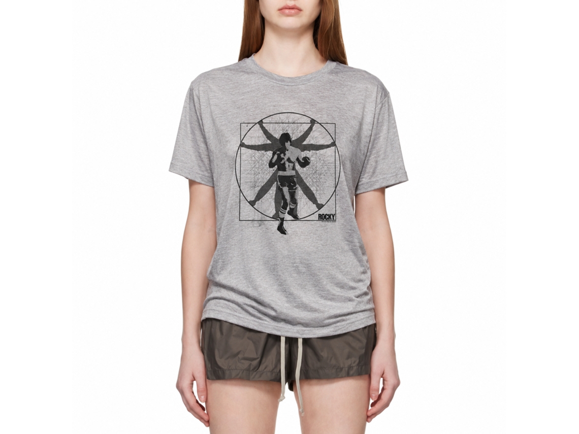 Rockinstone Rocky Movie Vitruvian Rocky Movie Heather Gray Adult T-shirt Size:xxxl