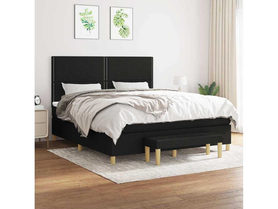 Vidaxl Cama Com Molas/colchão 160x200 Cm Tecido Preto