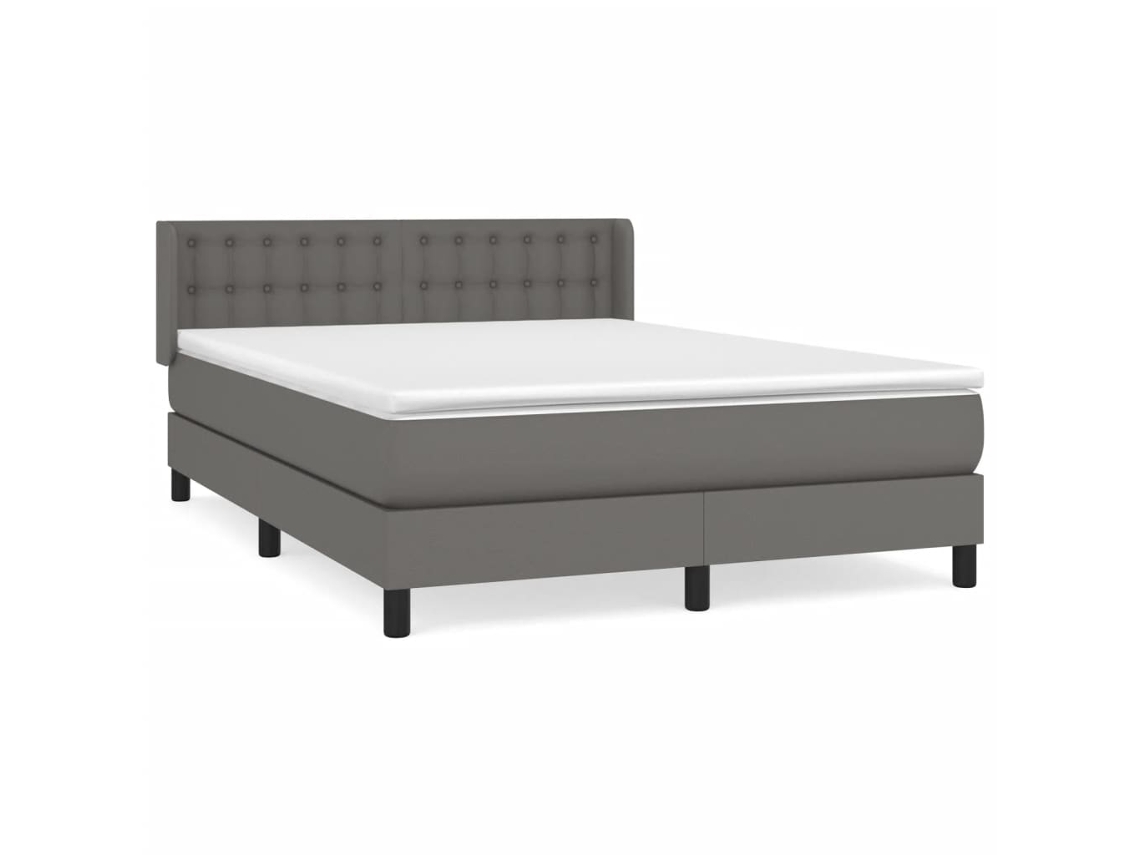 Cama com Molas Couro Artificial Cinzento MAISON EXCLUSIVE 140x190 cm