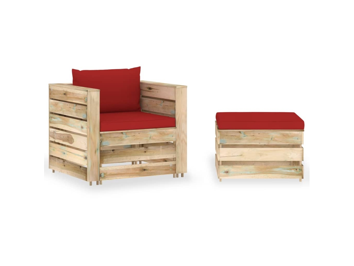 Garden Lounge Set, Garden Lounge Sets Vidaxl Vermelho Madeira (n/a)