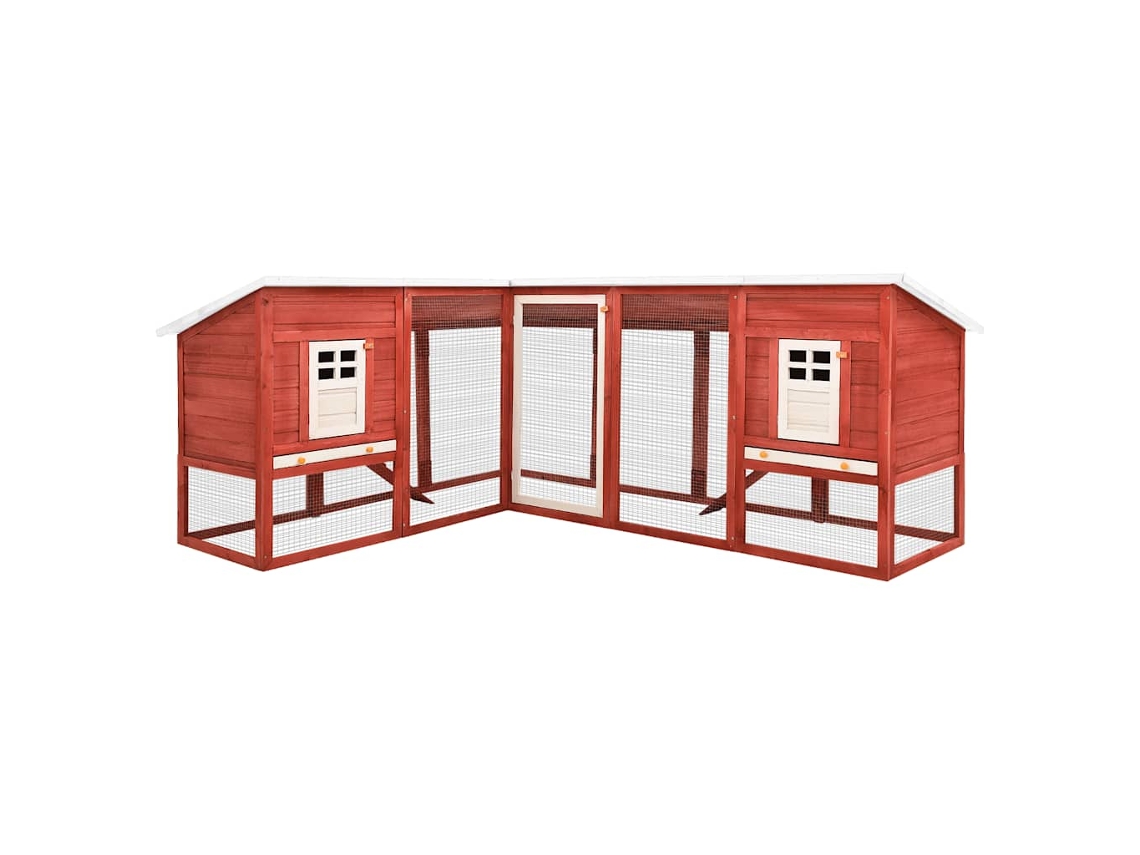 Vidaxl Coelheira Exterior C/ Parque Abeto Maciço Vermelho E Branco