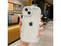 Capa Para Iphone 17 Air L onda Cor Sólida Com Borda Ondulada Ciano Claro