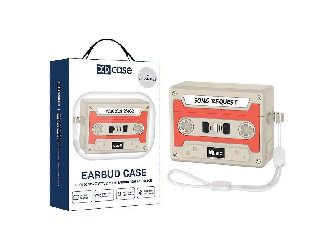 Capa de silicone estilo cassete retrô para AirPods Pro 3 da Xdcase GIECY