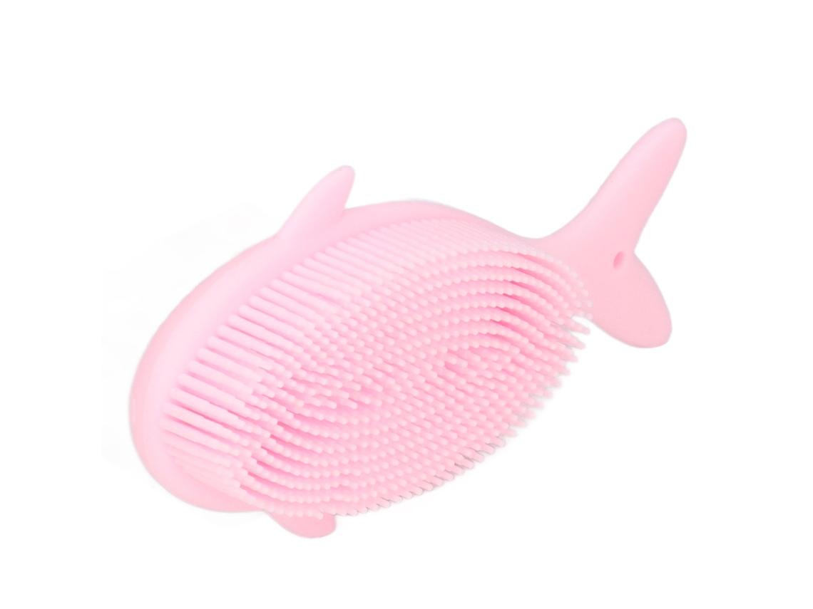 Pincel de Banho para Bebê Silicone Forma Baleia Rosa S/MARCA