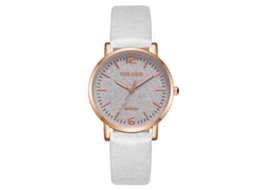 Relógio de Pulso Feminino Casual Fashion Simples com Pulseiro Pu e Movimento de Quartzo Branco